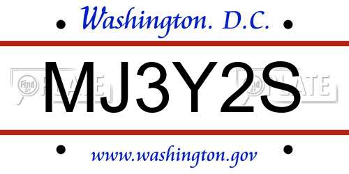 MJ3Y2S District Of Columbia License Plate