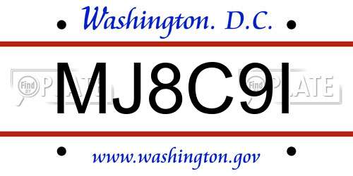 MJ8C9I District Of Columbia License Plate
