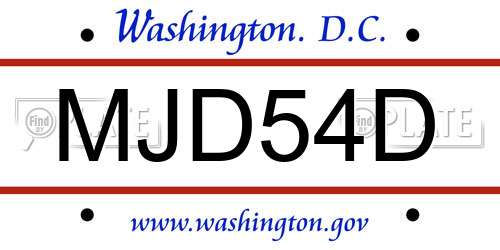 MJD54D District Of Columbia License Plate
