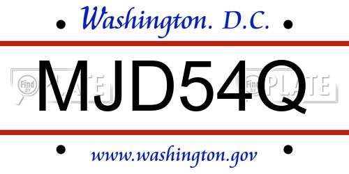 MJD54Q District Of Columbia License Plate