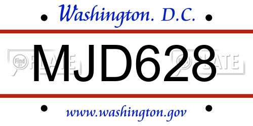 MJD628 District Of Columbia License Plate