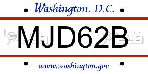 MJD62B District Of Columbia License Plate
