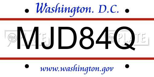MJD84Q District Of Columbia License Plate