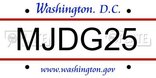 MJDG25 District Of Columbia License Plate