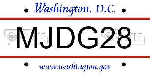 MJDG28 District Of Columbia License Plate