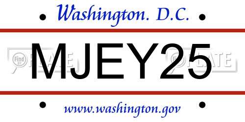 MJEY25 District Of Columbia License Plate