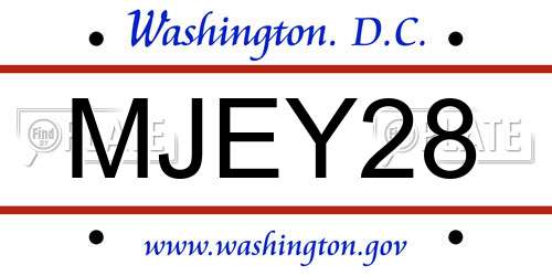 MJEY28 District Of Columbia License Plate