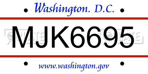 MJK6695 District Of Columbia License Plate