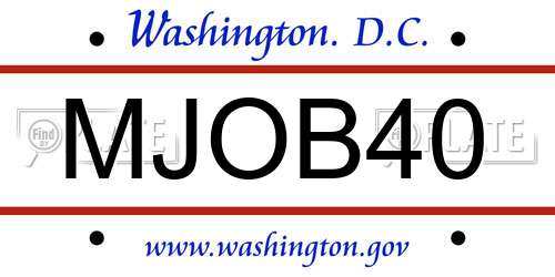 MJOB40 District Of Columbia License Plate