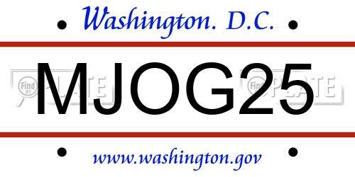 MJOG25 District Of Columbia License Plate
