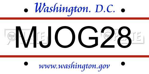MJOG28 District Of Columbia License Plate