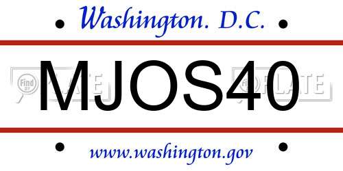 MJOS40 District Of Columbia License Plate