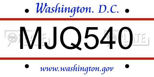 MJQ540 District Of Columbia License Plate