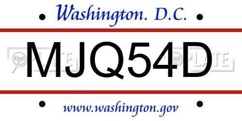 MJQ54D District Of Columbia License Plate