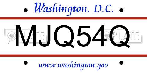 MJQ54Q District Of Columbia License Plate