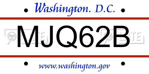 MJQ62B District Of Columbia License Plate