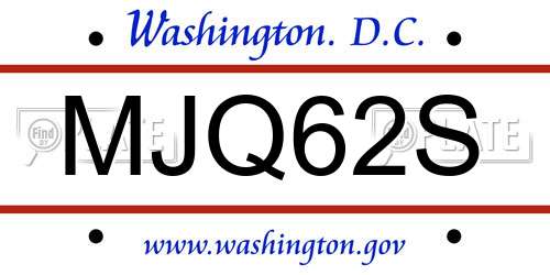 MJQ62S District Of Columbia License Plate