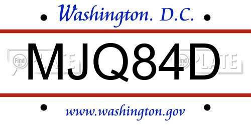 MJQ84D District Of Columbia License Plate