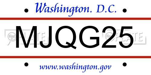 MJQG25 District Of Columbia License Plate