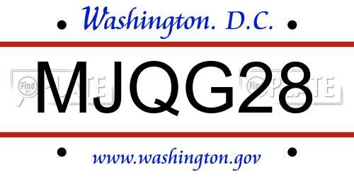 MJQG28 District Of Columbia License Plate