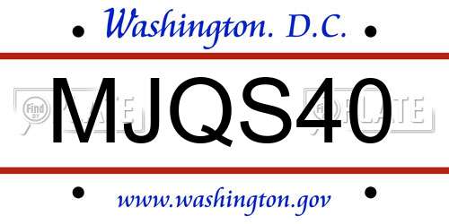 MJQS40 District Of Columbia License Plate
