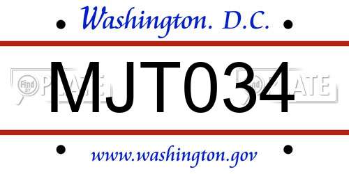 MJT034 District Of Columbia License Plate