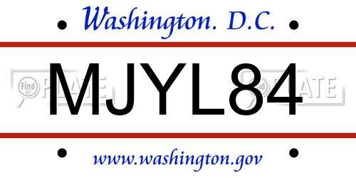 MJYL84 District Of Columbia License Plate