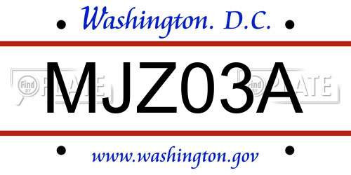 MJZ03A District Of Columbia License Plate