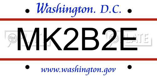 MK2B2E District Of Columbia License Plate