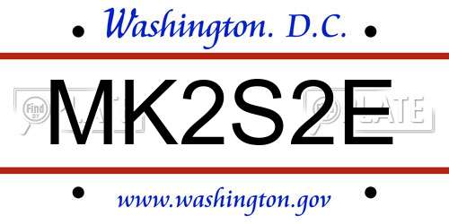 MK2S2E District Of Columbia License Plate
