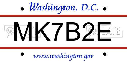 MK7B2E District Of Columbia License Plate