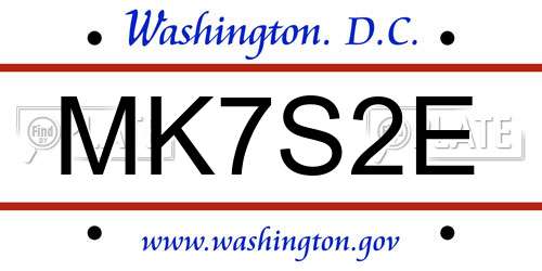 MK7S2E District Of Columbia License Plate