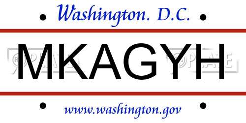 MKAGYH District Of Columbia License Plate