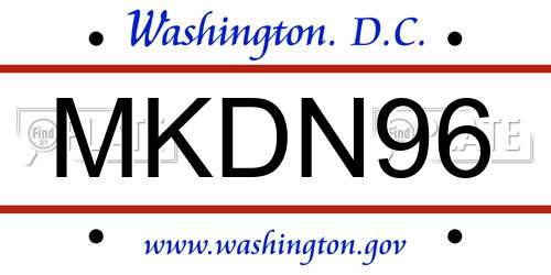 MKDN96 District Of Columbia License Plate