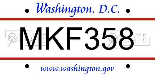 MKF358 District Of Columbia License Plate