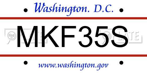 MKF35S District Of Columbia License Plate