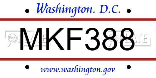 MKF388 District Of Columbia License Plate