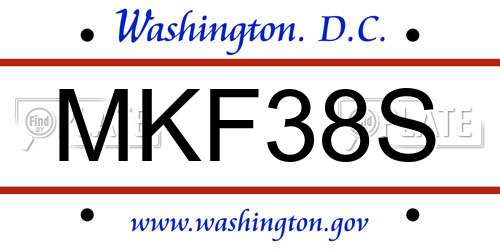 MKF38S District Of Columbia License Plate