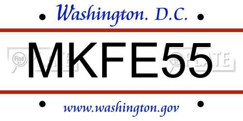 MKFE55 District Of Columbia License Plate