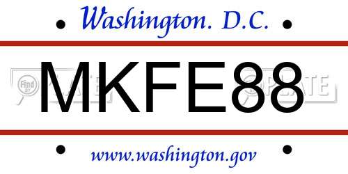 MKFE88 District Of Columbia License Plate