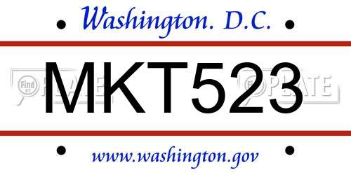 MKT523 District Of Columbia License Plate