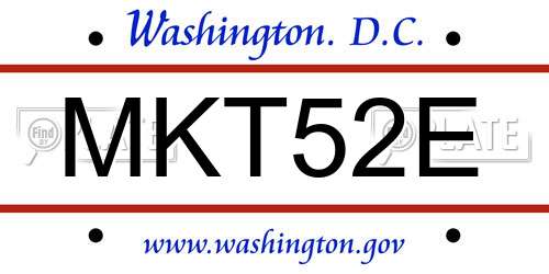 MKT52E District Of Columbia License Plate