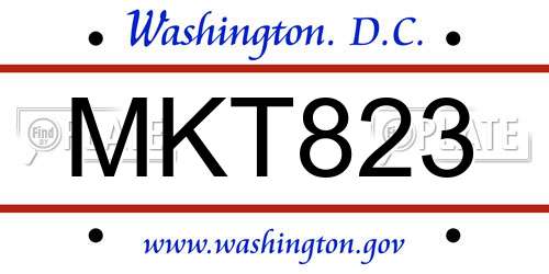 MKT823 District Of Columbia License Plate