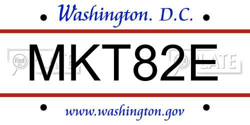 MKT82E District Of Columbia License Plate