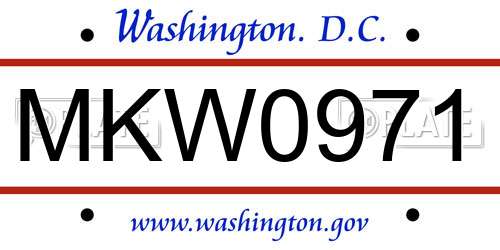 MKW0971 District Of Columbia License Plate