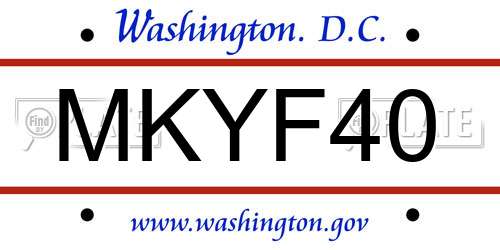 MKYF40 District Of Columbia License Plate