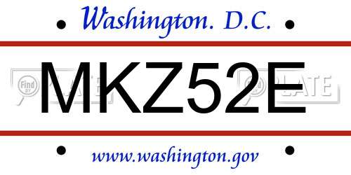 MKZ52E District Of Columbia License Plate