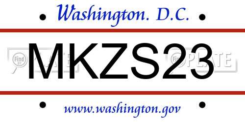 MKZS23 District Of Columbia License Plate