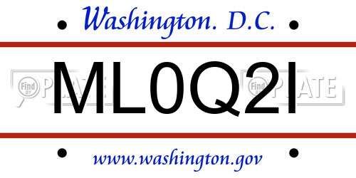 ML0Q2I District Of Columbia License Plate