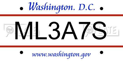 ML3A7S District Of Columbia License Plate